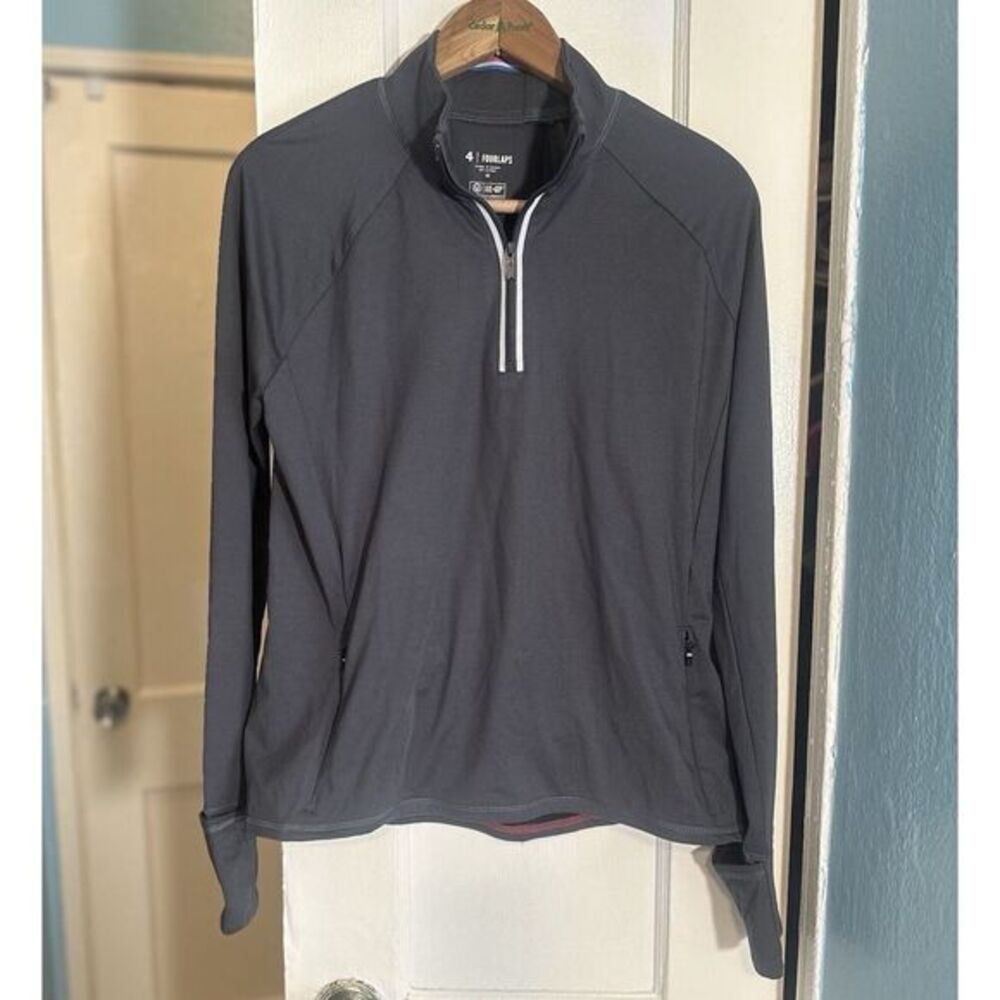Fourlaps Resolve Half Zip NWT Gray Activewear Jacket 3 Zippered Pockets Medium